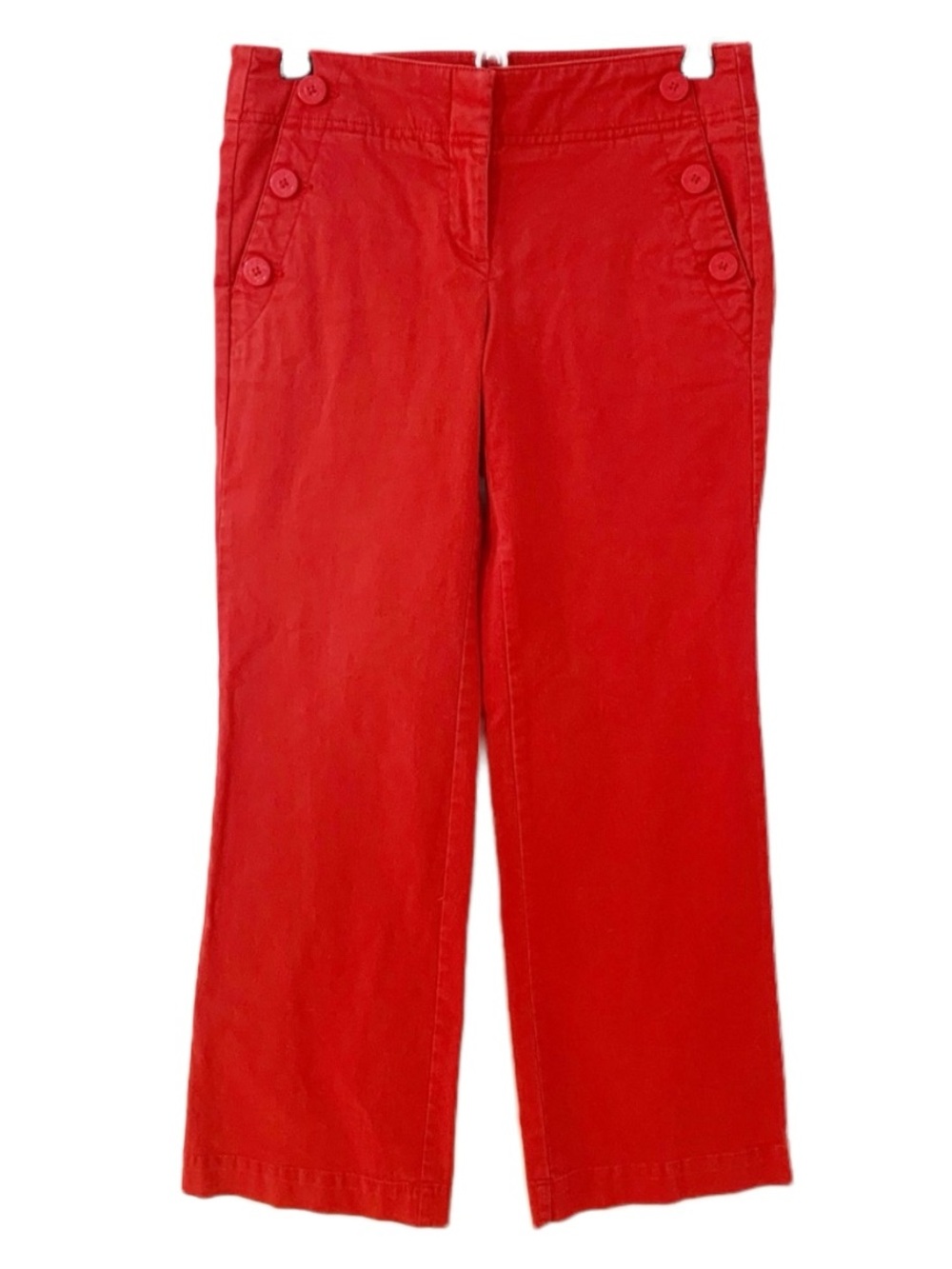 LOFT Ann Taylor Sailor Style Marisa Trouser Anchor Buttons ⚓️ Pockets Red 🟥